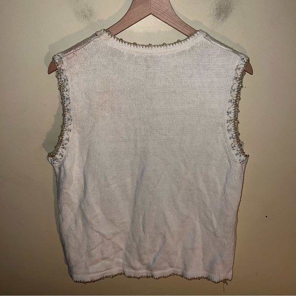 VINTAGE REFERENCE POINT Beaded and embroidered christmas sweater vest L - Picture 5 of 5